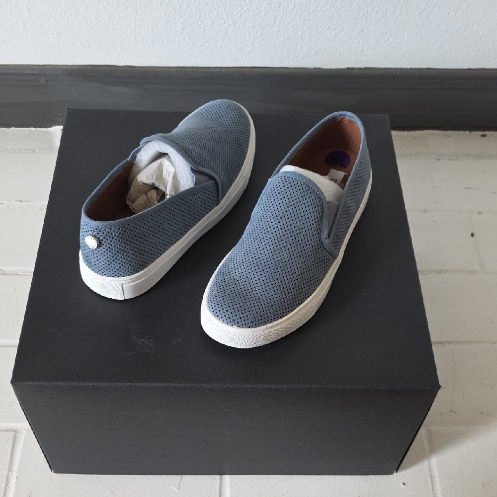 Steve Madden Perforated Slate Blue Slip-On Loafers